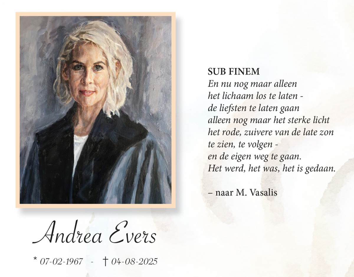 Rouwadvertentie Andrea Evers
